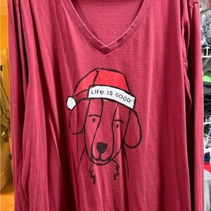 Life Is Good Festive Red Dog Tee